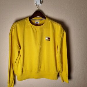 Tommy‎ Jeans Yellow Crewneck Sweatshirt Medium Logo Pullover Casual